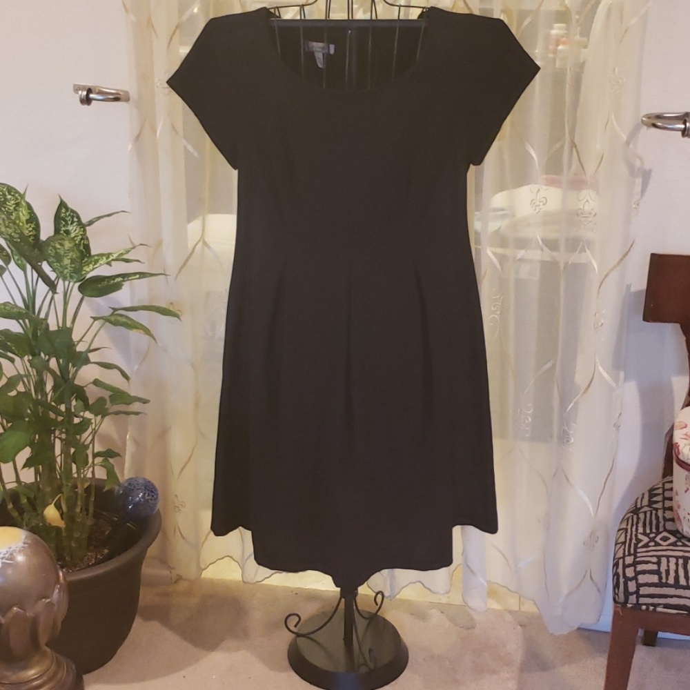 Dress Barn Black Pleated Fit & Flare Dress